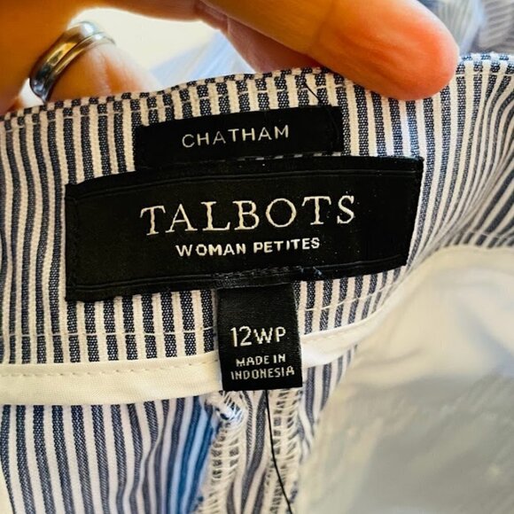 NWT Talbots Pant Trouser Seersucker Stripe Blue White Chatham Spring Summer 12WP - Picture 8 of 12